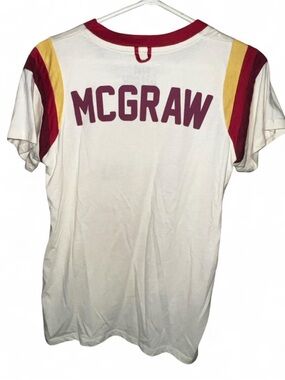Tim McGraw Short Sleeve Athletic-Style Unisex Shirt in Cream Red Yellow size S